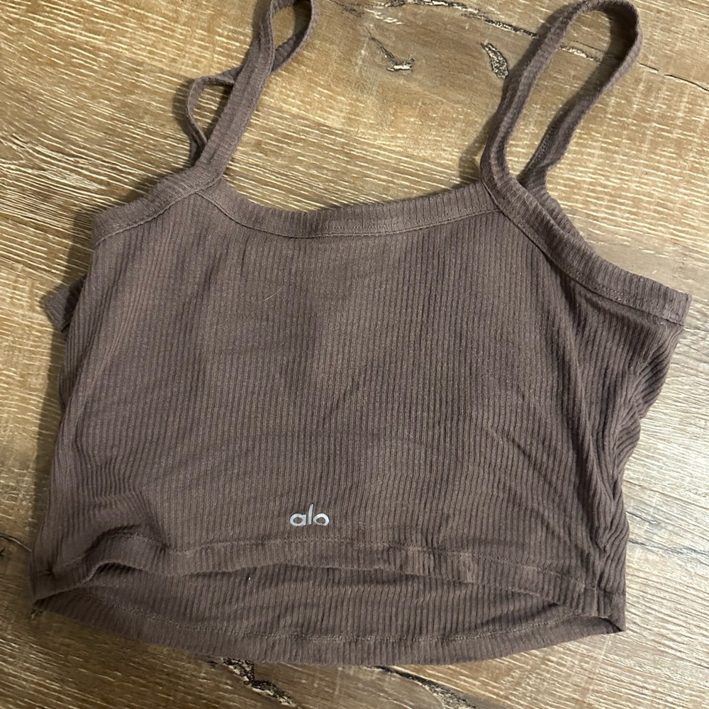 Alo Brown Ribbed Tank Top and Pants Set